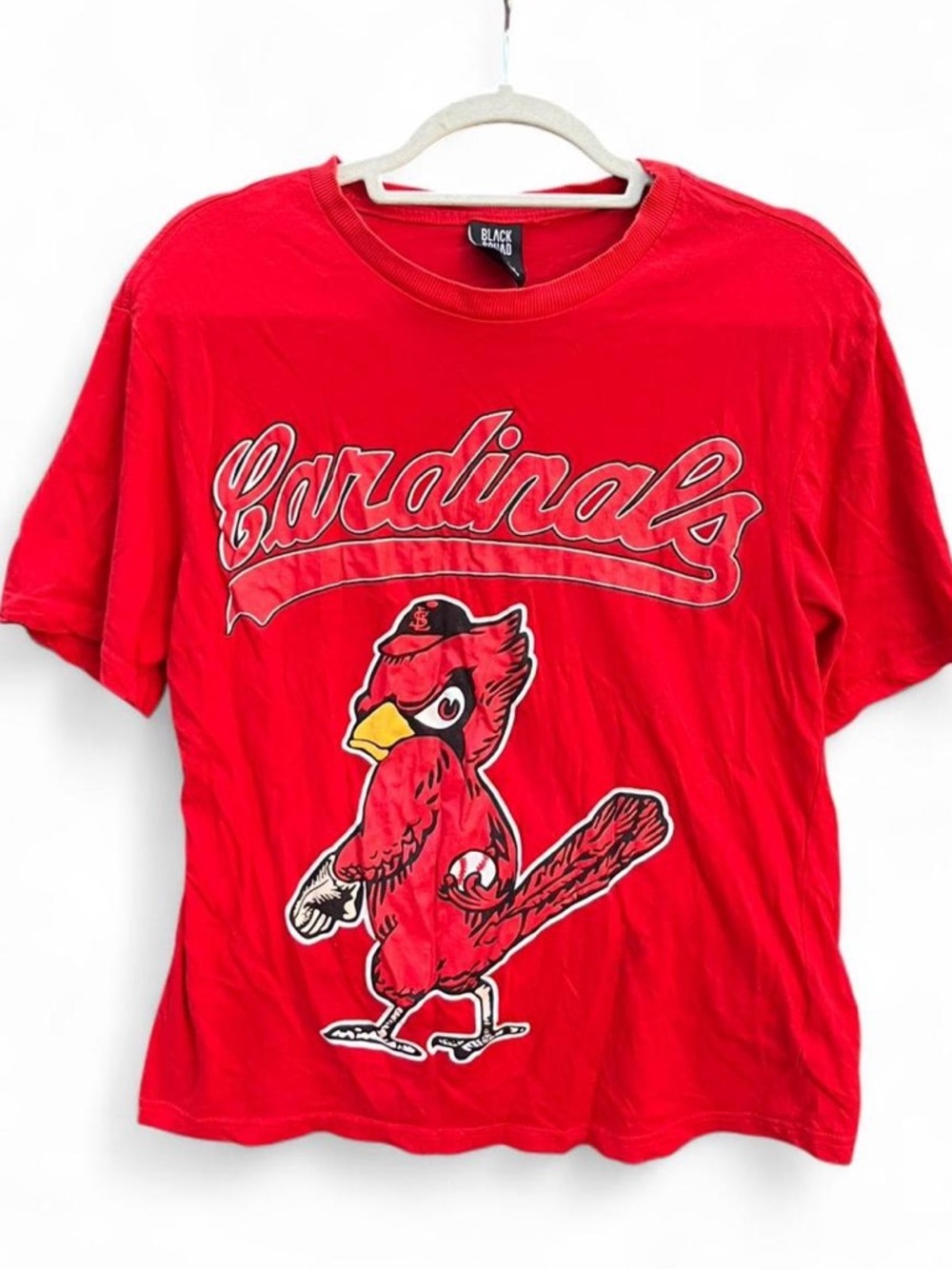 Y2K ST. Louis Cardinals Mean Mug Mascot Black Label Tee Size M